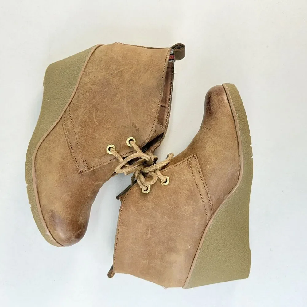 Sperry Top-Sider Harlow Women's Size 5 M Burnished Leather Wedge Bootie Shoes